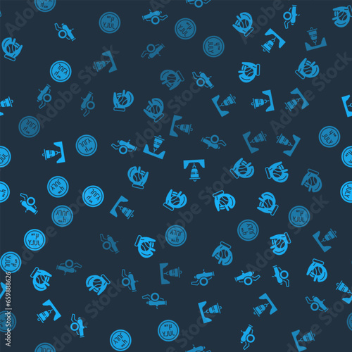 Set Cannon, Baseball glove with ball, Liberty bell in Philadelphia and Calendar date July 4 on seamless pattern. Vector