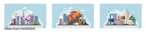 Industrial pollution. Dirty waste. Environmental pollution. Vector illustration. Dirty waste must not be allowed to enter our natural water sources The link between air, water, and soil pollution and