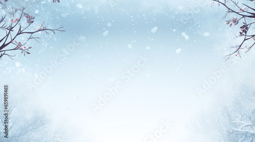 Winter background design with blank space on center This enchanting winter background design captures the serene beauty of a snowy landscape  creating a perfect canvas for your creative endeavors. 