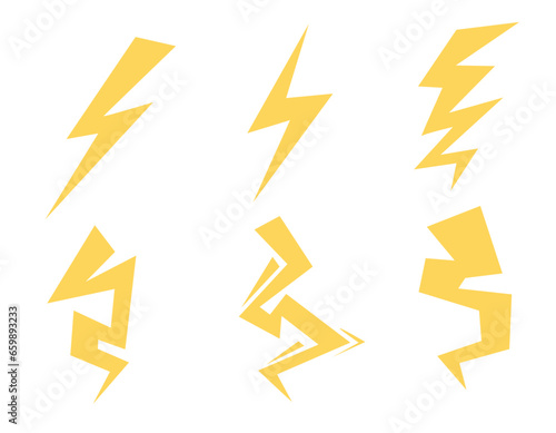 lightning set, vector graphics. Install Lightning. Modern vector illustration in flat style. Vector