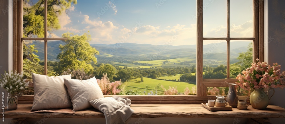 Country view from a window seat