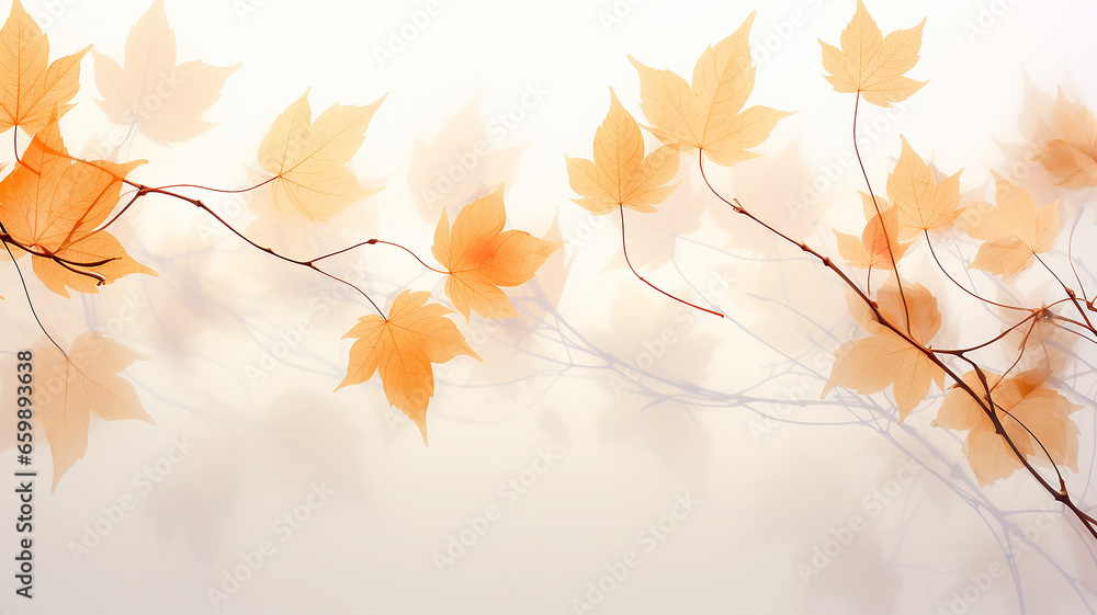 white background with copy space yellow autumn leaves layer postcard.