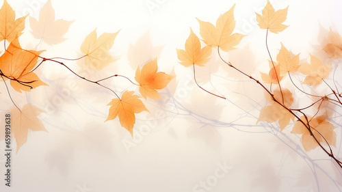 white background with copy space yellow autumn leaves layer postcard.