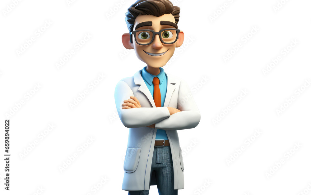 Vibrant 3D Cartoon of a Biomedical Engineer on isolated background