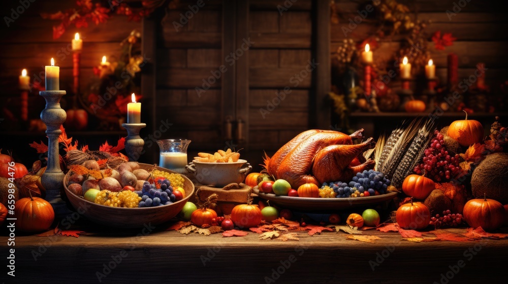 Roasted turkey on table