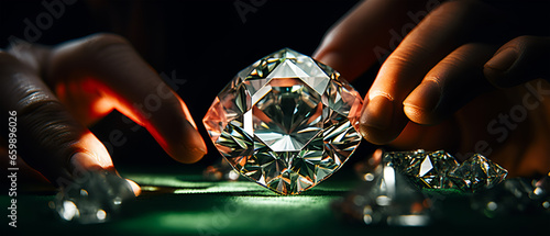 Macro Shot of a Person Observing a Diamond, Generative AI