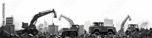 construction works a number of black equipment on a white background reconstruction of the site concept.