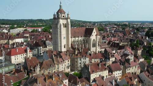 Aerial view of the french city of Dole in the Jura region of France