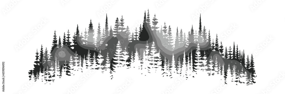 Obraz premium Sketch of a forest, isolated on a white background, vector design
