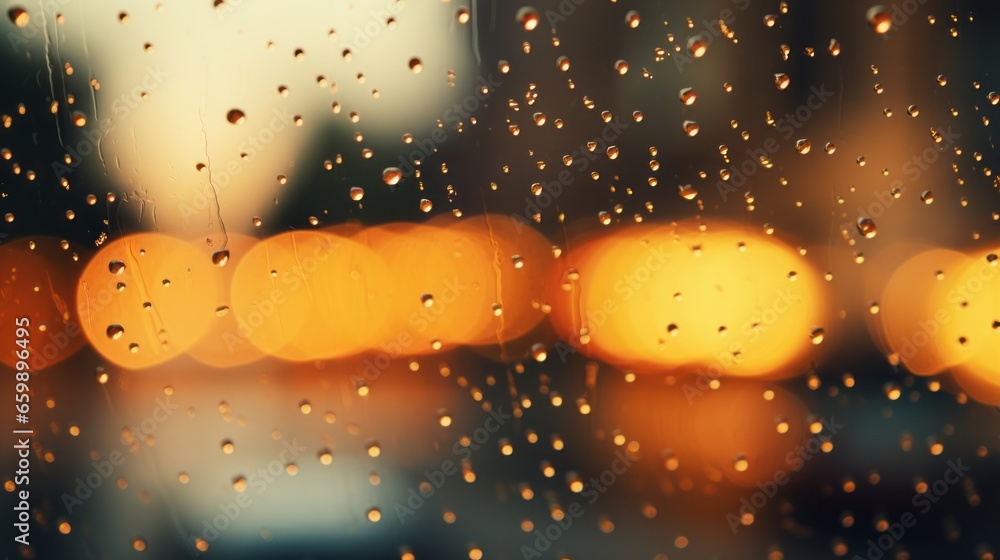 Beautiful Rain drops of water on the windshield of the car with the ...