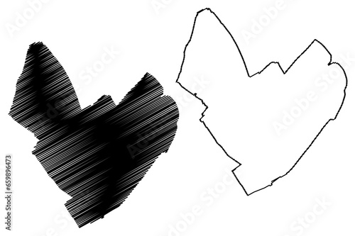 Oldebroek municipality (Kingdom of the Netherlands, Holland, Gelderland or Guelders province) map vector illustration, scribble sketch Oldebroek map