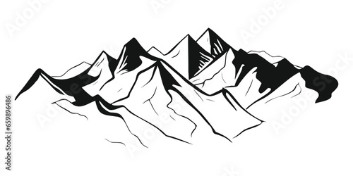 Silhouette mountain range isolated on white background, vector design	