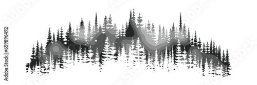 Sketch of a forest, isolated on a white background, vector design