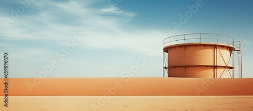 Foto Water treatment plant s tank for sand filtration With copyspace for text
