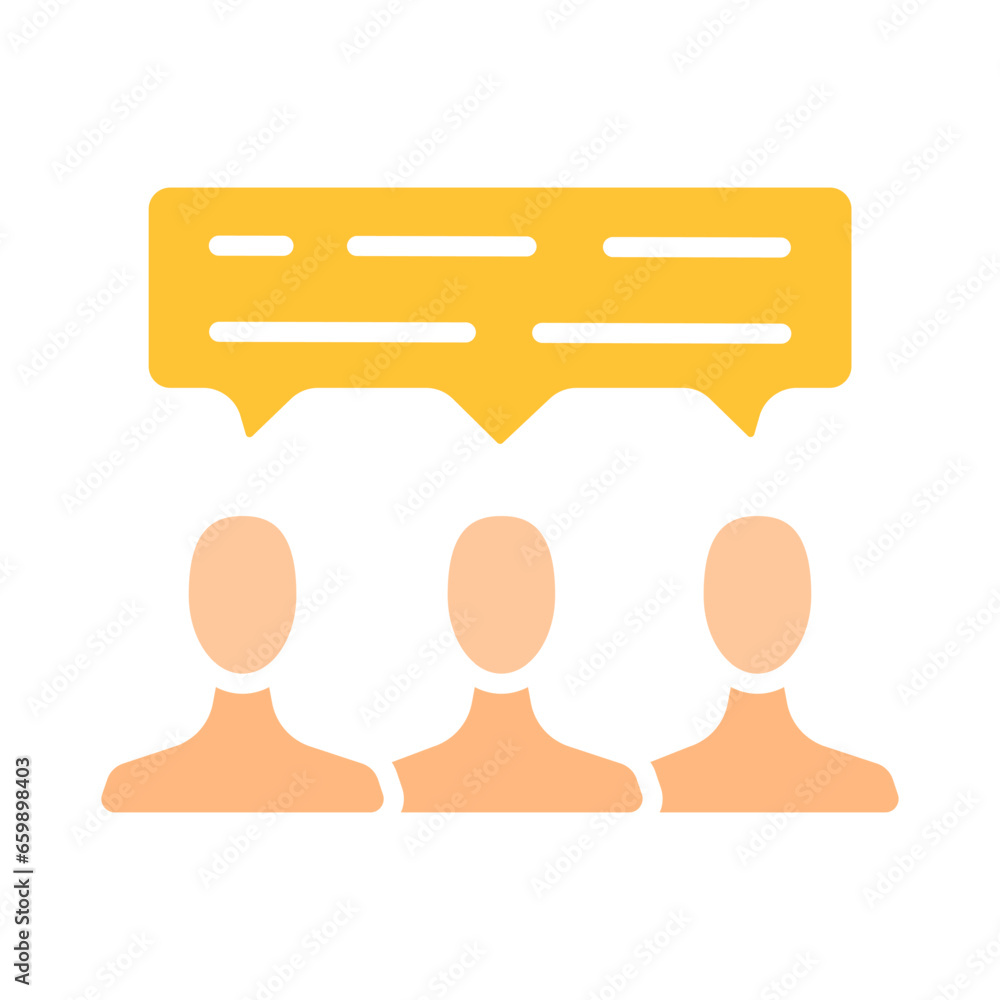 Group of people with message line icon. Campaign, communication, group work, brainstorming. Vector color icon on a white background for business and advertising. Group of people with message line icon. Campaign, communication, group work, brainstorming. Vector color icon on a white background for business and advertising.
