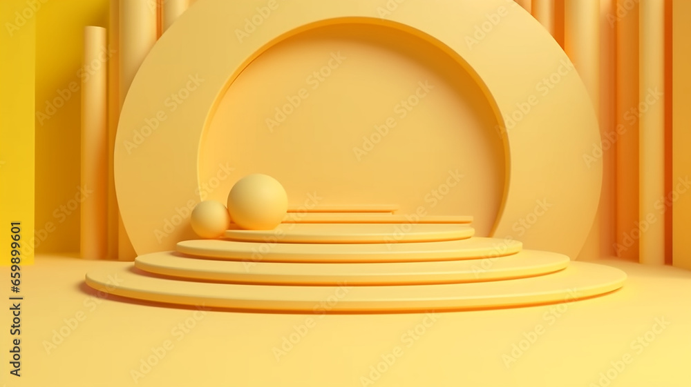 Obraz premium yellow 3d podium abstract background presentation.
