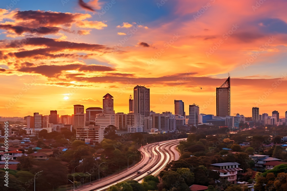 City of Golden Dreams: Nairobi's Vibrant Skyline at the Magic Hour