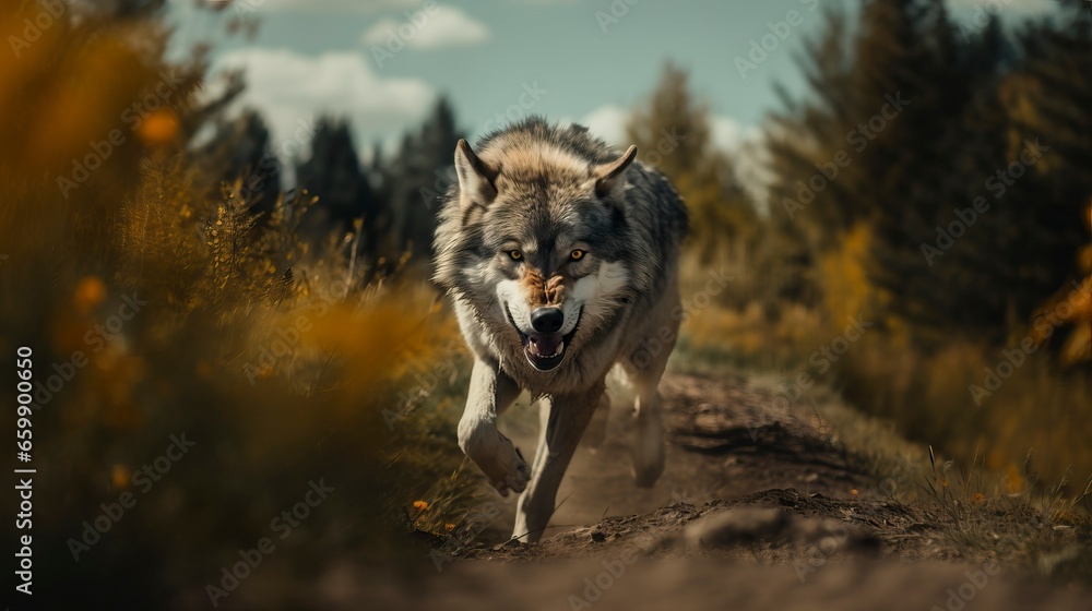 Angry Wolf made with Generative AI Technology Angry Wolf made with Generative AI Technology