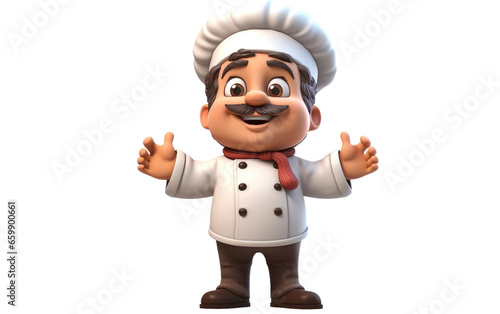 Playful 3D Cartoon Chef Character on isolated background