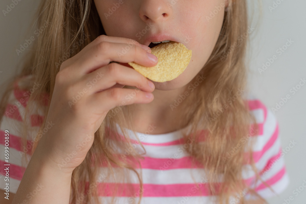 Little Kid People Girl Boy Blond Girl Eating Food Breakfast Lunch Dinner at Home Little Kid People Girl Boy Blond Girl Eating Food Breakfast Lunch Dinner at Home