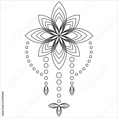Vector mandala lotus tatoo.design for interior design, textile patterns, textures, posters, package, wrappers, gifts, tatoo idea, etc. Eps 10