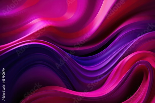 pink purple liquid background with waves horizontal banner. 3d mesh illustration.
