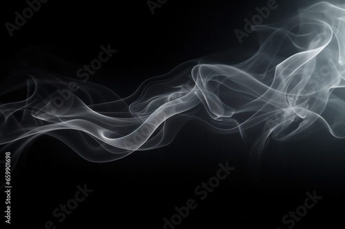 transparent abstract smoke background. Backlit gray smoke texture on black horizontal banner with copy space.