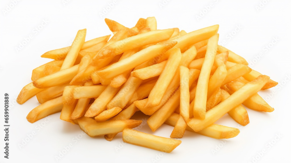 french fries isolated on a white background.
