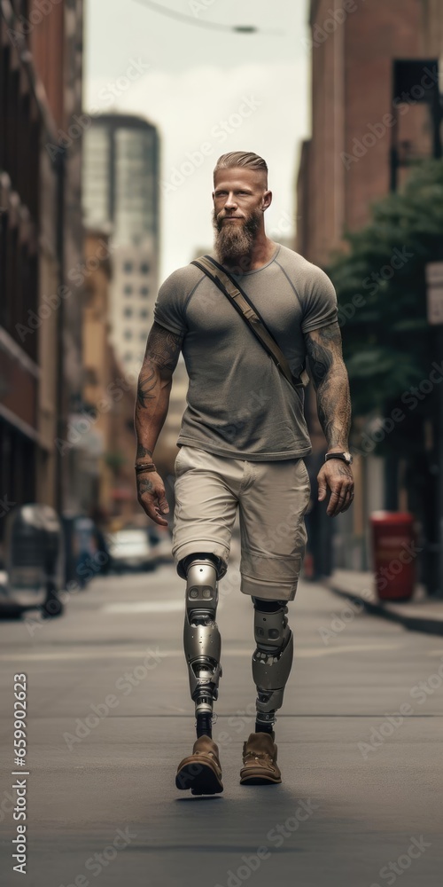 A man with a modern prosthetic leg