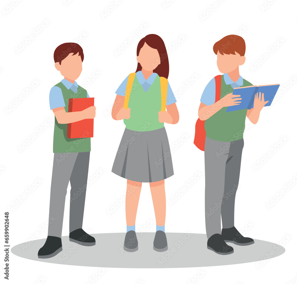 vector illustration of students in different postures vector illustration of students in different postures
