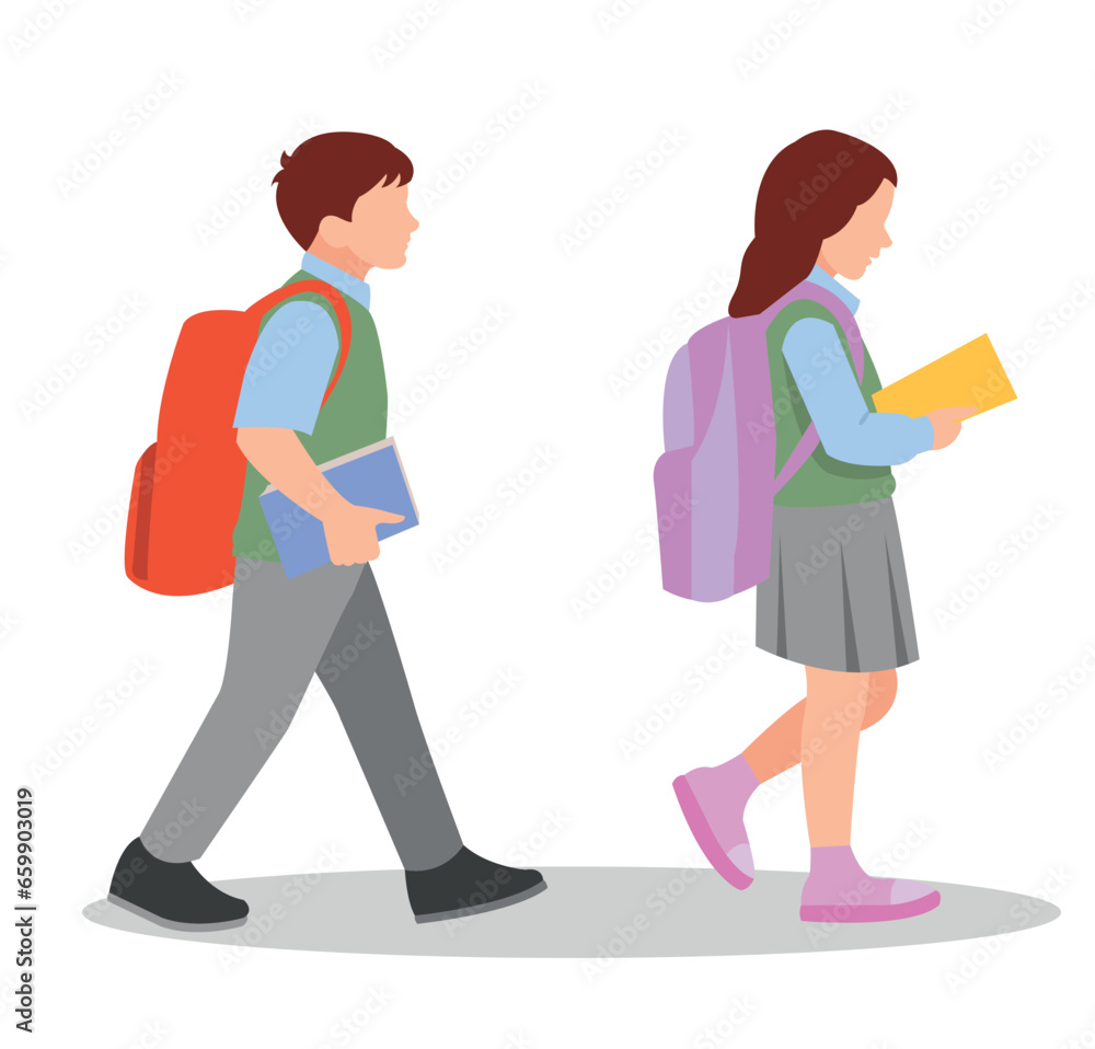 vector illustration of students in different postures vector illustration of students in different postures