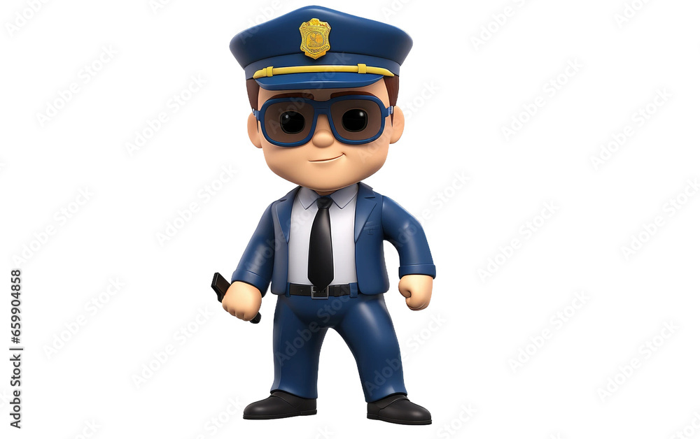 Animated 3D FBI Agent Encounter on isolated background