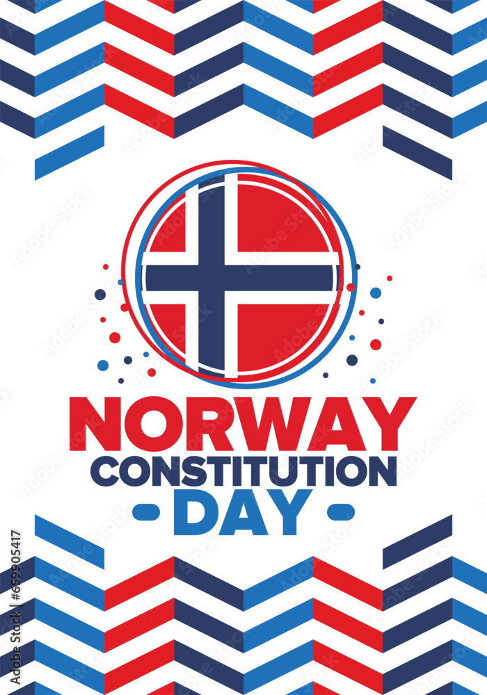 Norway Constitution Day. Happy holiday, celebrated annual in May 17. Norwegian flag. Norway independence and freedom. Patriotic poster. Festive and parade design. Vector illustration Norway Constitution Day. Happy holiday, celebrated annual in May 17. Norwegian flag. Norway independence and freedom. Patriotic poster. Festive and parade design. Vector illustration