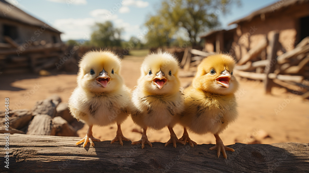 two little chickens HD 8K wallpaper Stock Photographic Image