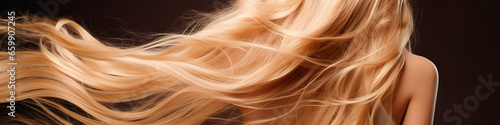 Long beautiful silky female hair. Generative AI.