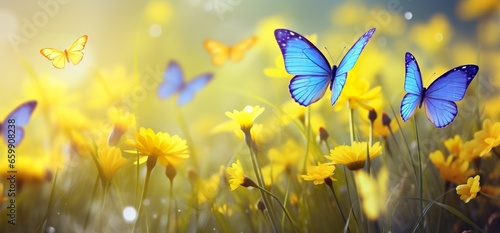 A stunning banner featuring flowers and butterflies in vibrant colors