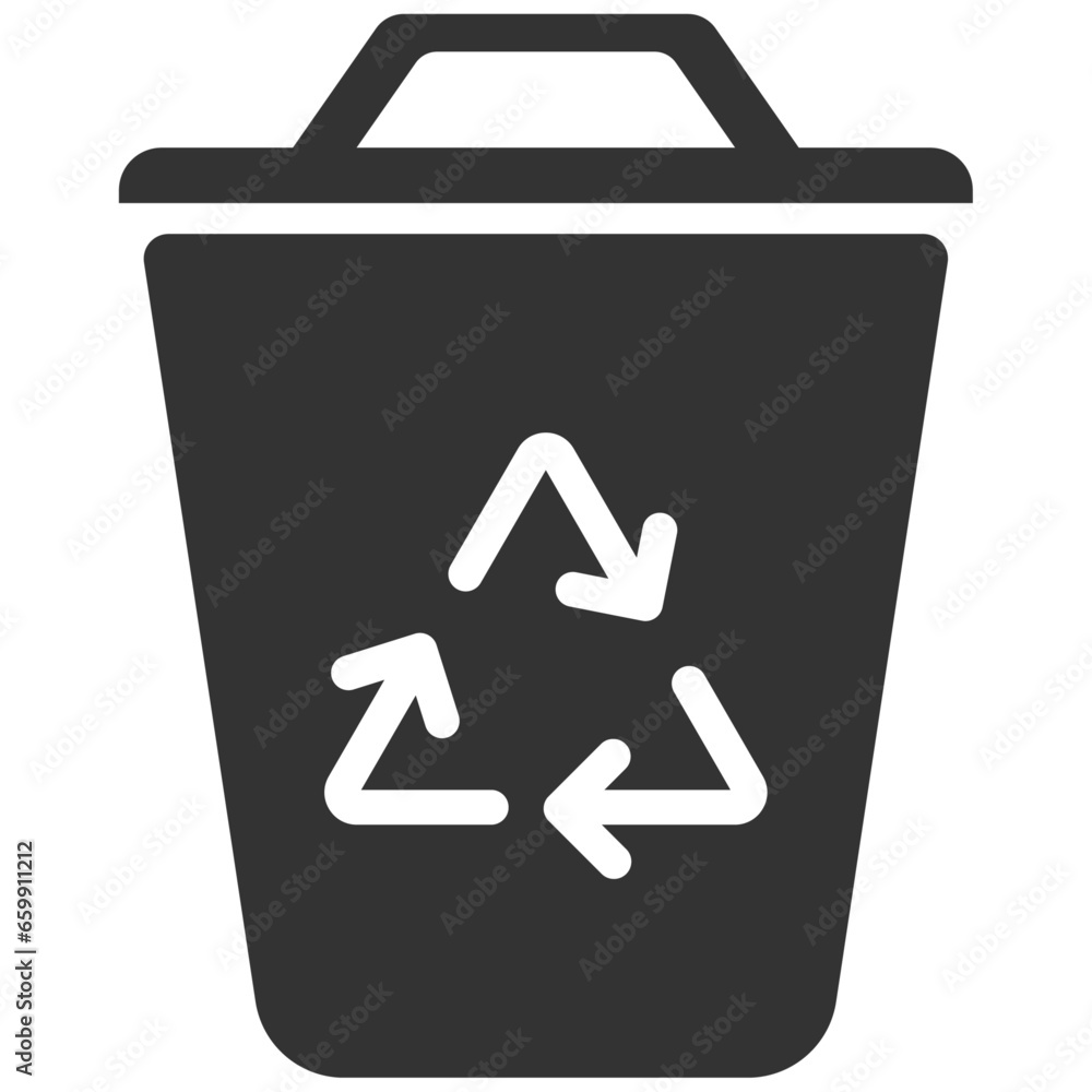 Trash can with recycling symbol. Vector icon Trash can with recycling symbol. Vector icon