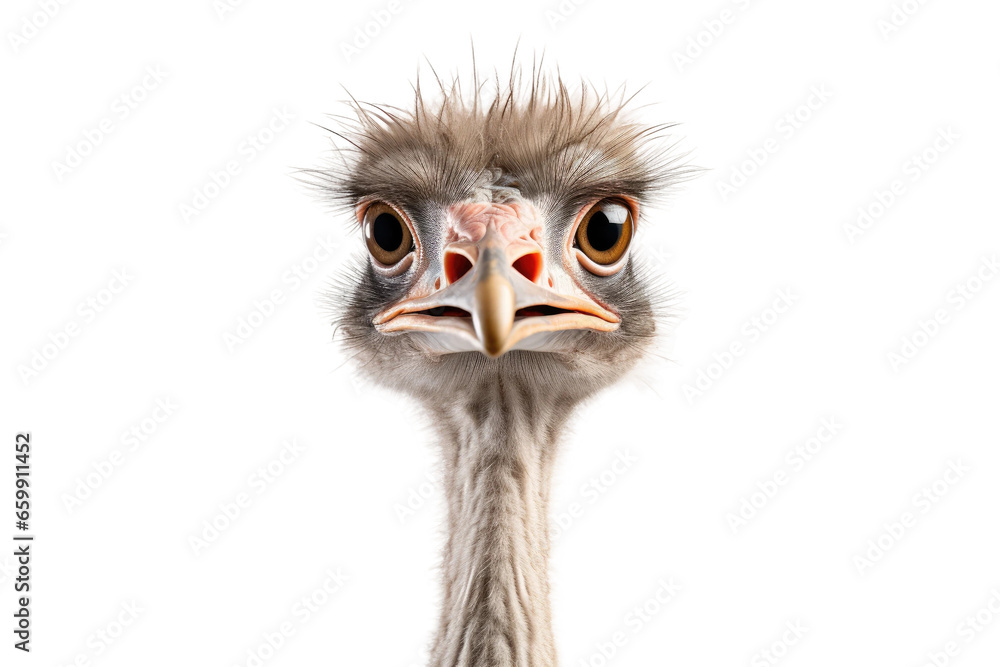 Realistic Ostrich Portrait on transparent background