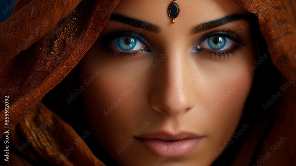 Muslim woman beautiful eyes. Generative AI. Muslim woman beautiful eyes. Generative AI.