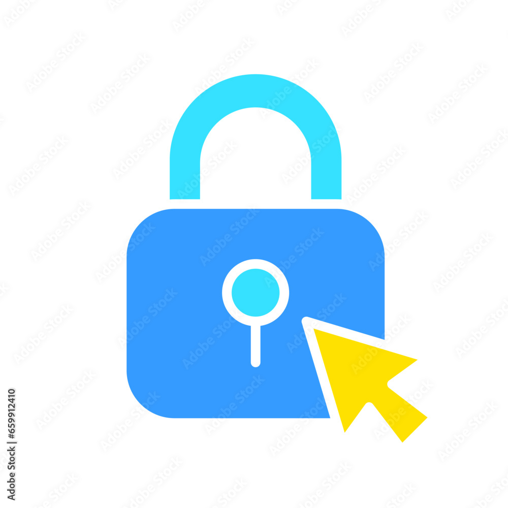 Closed padlock with mouse line icon. Security, protection, key, door, password, secret, safe, hacking. Vector color icon on a white background for business and advertising. Closed padlock with mouse line icon. Security, protection, key, door, password, secret, safe, hacking. Vector color icon on a white background for business and advertising.