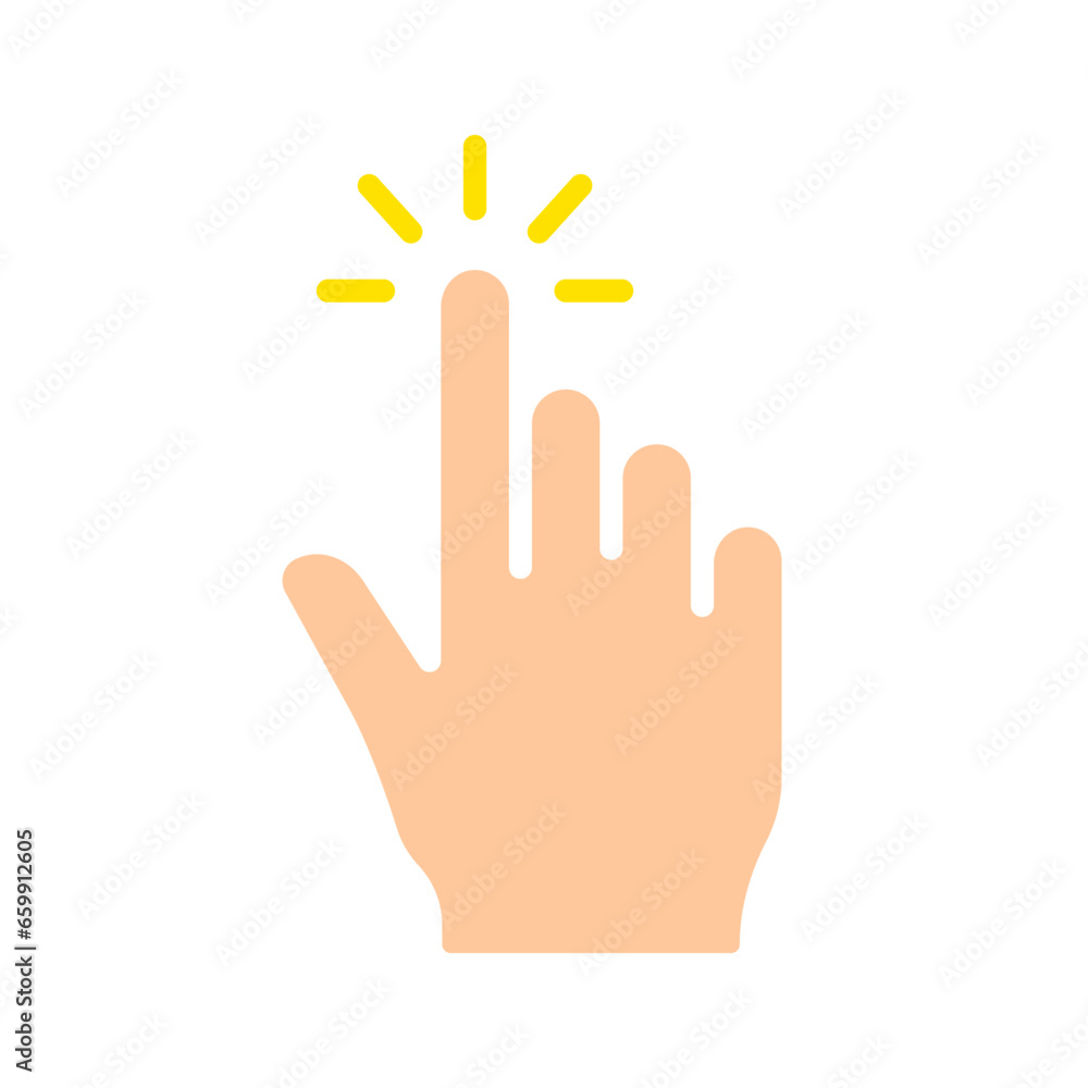 Hand clicks on screen line icon. Controls, touchpad, tablet, phone, sensor, touchscreen, gadgets. Vector color icon on a white background for business and advertising. Hand clicks on screen line icon. Controls, touchpad, tablet, phone, sensor, touchscreen, gadgets. Vector color icon on a white background for business and advertising.