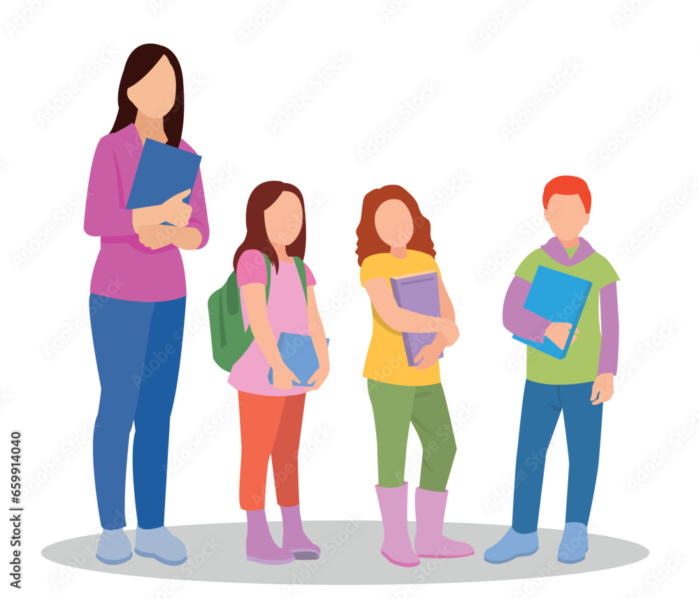 Obraz premium vector illustration of students in different postures