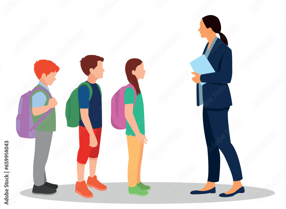 vector illustration of students in different postures vector illustration of students in different postures