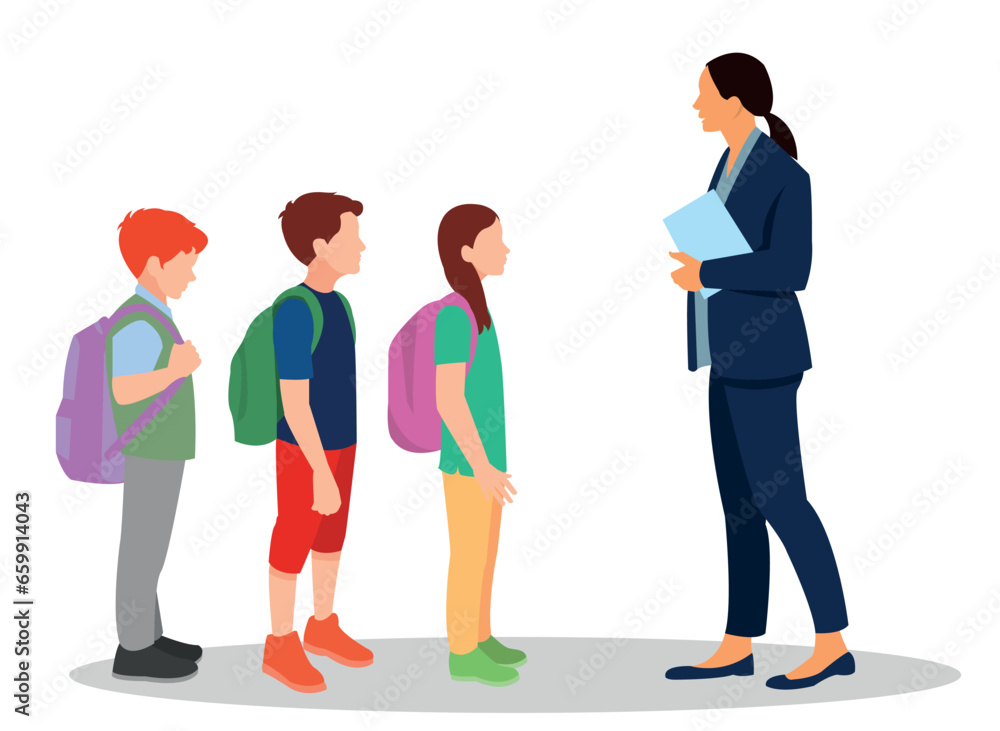 vector illustration of students in different postures