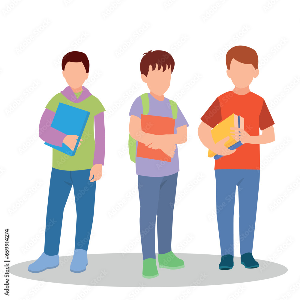 vector illustration of students in different postures vector illustration of students in different postures