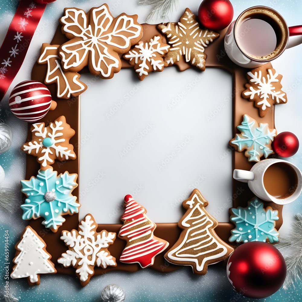 Beautiful Christmas decorations cookies and drinks border frame background 3 Beautiful Christmas decorations cookies and drinks border frame background 3