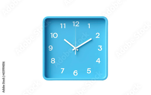 Sleek Blue Minimalist 3D Cartoon Clock on isolated background