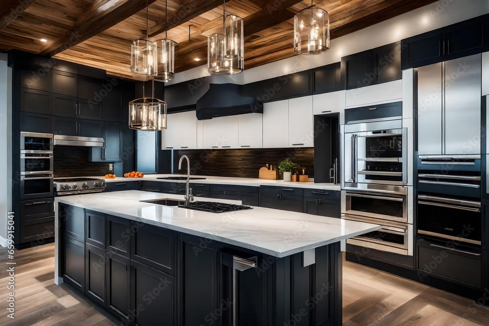 Fototapeta premium Contemporary kitchen interior makeover.