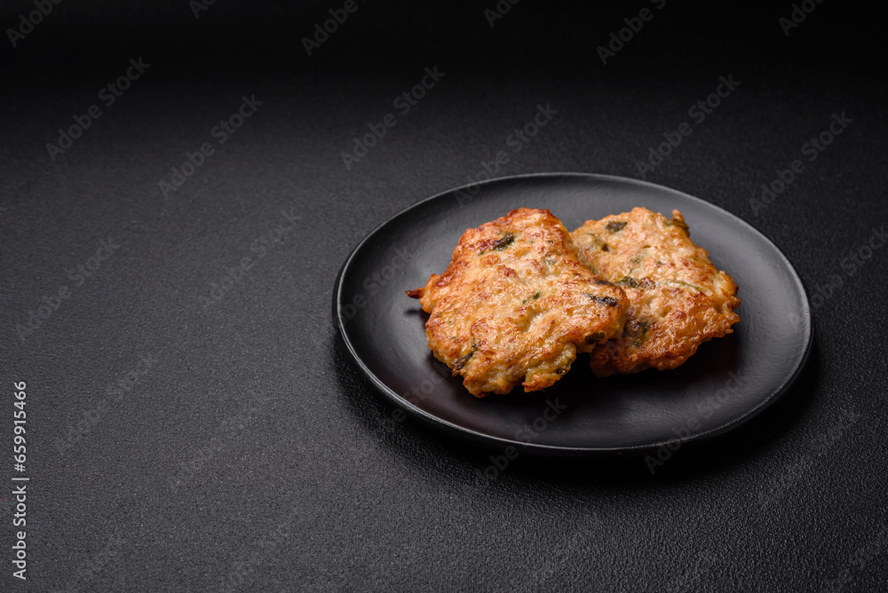 Delicious fried chicken chop or pork meat fried breaded with salt, spices and herbs Delicious fried chicken chop or pork meat fried breaded with salt, spices and herbs