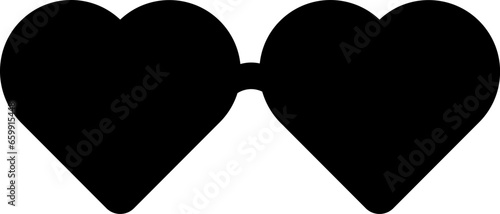 Shape of Heart shaped romantic glasses. Health and vision protection. Contour eye protection accessory icon. Simple black and white silhouette vector icon isolated on white background